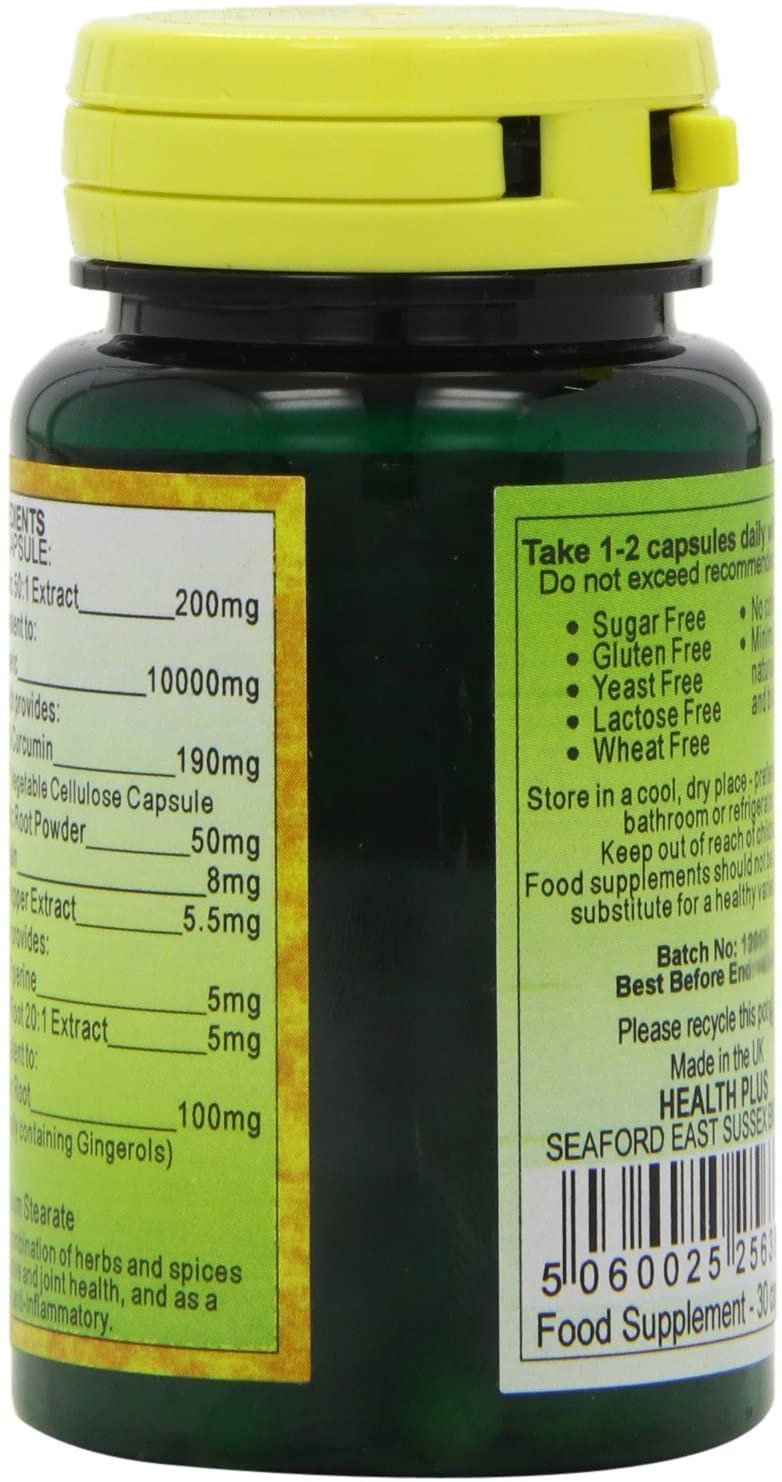 Health Plus HP638 Turmeric Plus Joint and Digestive Plant Supplement - 30 Capsules, Natural, 30 count (Pack of 1) - Image 4