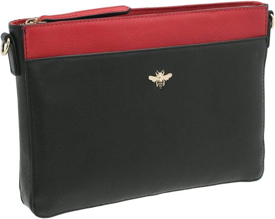 Mala Leather Mason Collection Small Leather Shoulder/Cross Body Bag 7191_27 Black/Red