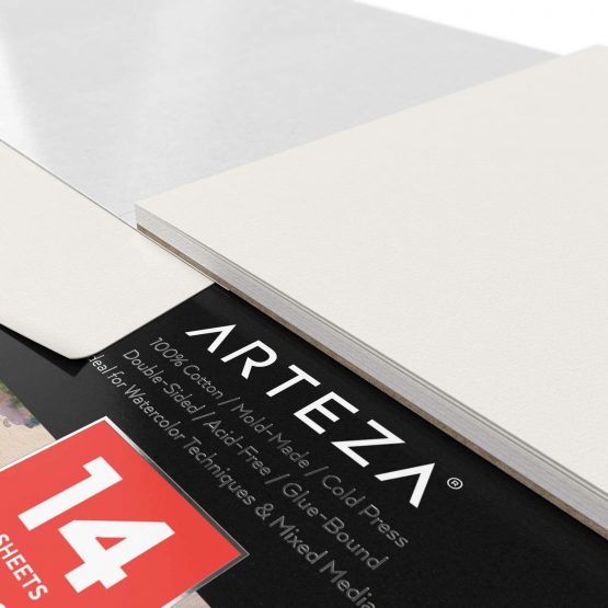 Arteza Watercolour Paper Pad, 14 Sheets, 300gsm Watercolour Paper, 22.9 x 30.5 cm, Double-Sided, 100% Cotton, Cold-Pressed, Art Supplies for Watercolour Techniques and Mixed Media - Image 3
