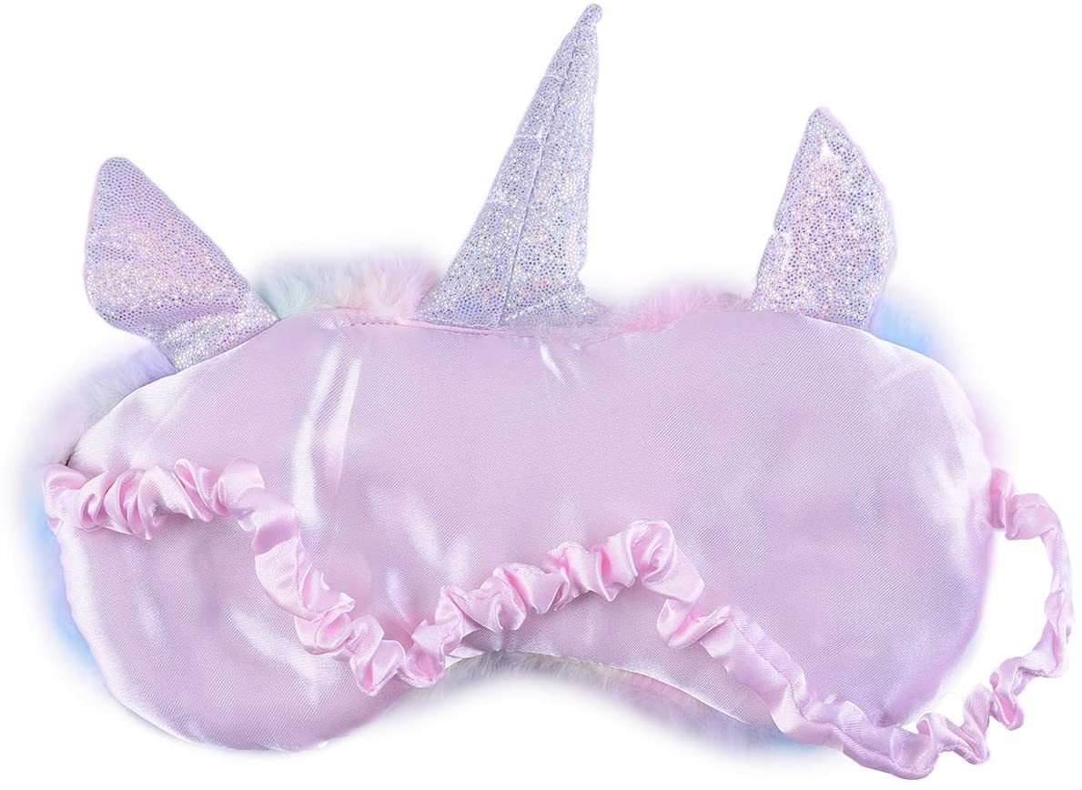 Eye Mask for Sleeping Ulife Mall Cute 3D Unicorn Soft Fluffy Plush Sleep Mask Sleeping Mask with Silk Back - Image 2