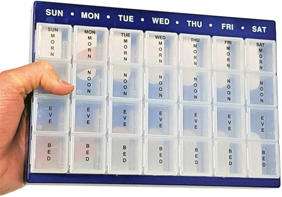 Pill Box Weekly Organiser - 7 Day 4 Times Daily – 28 Compartments - Dosette Medicine Container –- by Life Healthcare - Image 3
