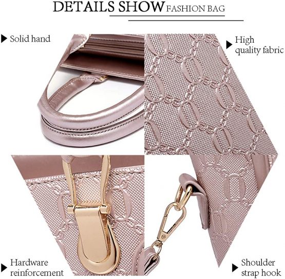 Pahajim Womens Handbag and Purse Set PU Leather Top Handle Satchel Tote Crossbody Messenger Bag Ladies Shoulder Bags for Shopping Travel Gift Sets (Black) - Image 4