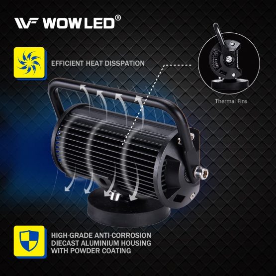 WOWLED Portable 36W Floodlight Magnetic Base LED Light Bar Offroad Driving Work Lamp Bar Flood Beam for Truck Car Boat Bar 4X4 Light Lamp 12V 24V Fog Light Bar - Image 3