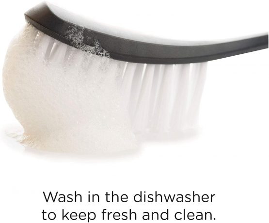 CleanPEAK Pack of 2 Stand Up Dish Brushes with Suction Cup, Soft Grip Handle and Non-Scratch Bristles – Grey / Green - Image 4