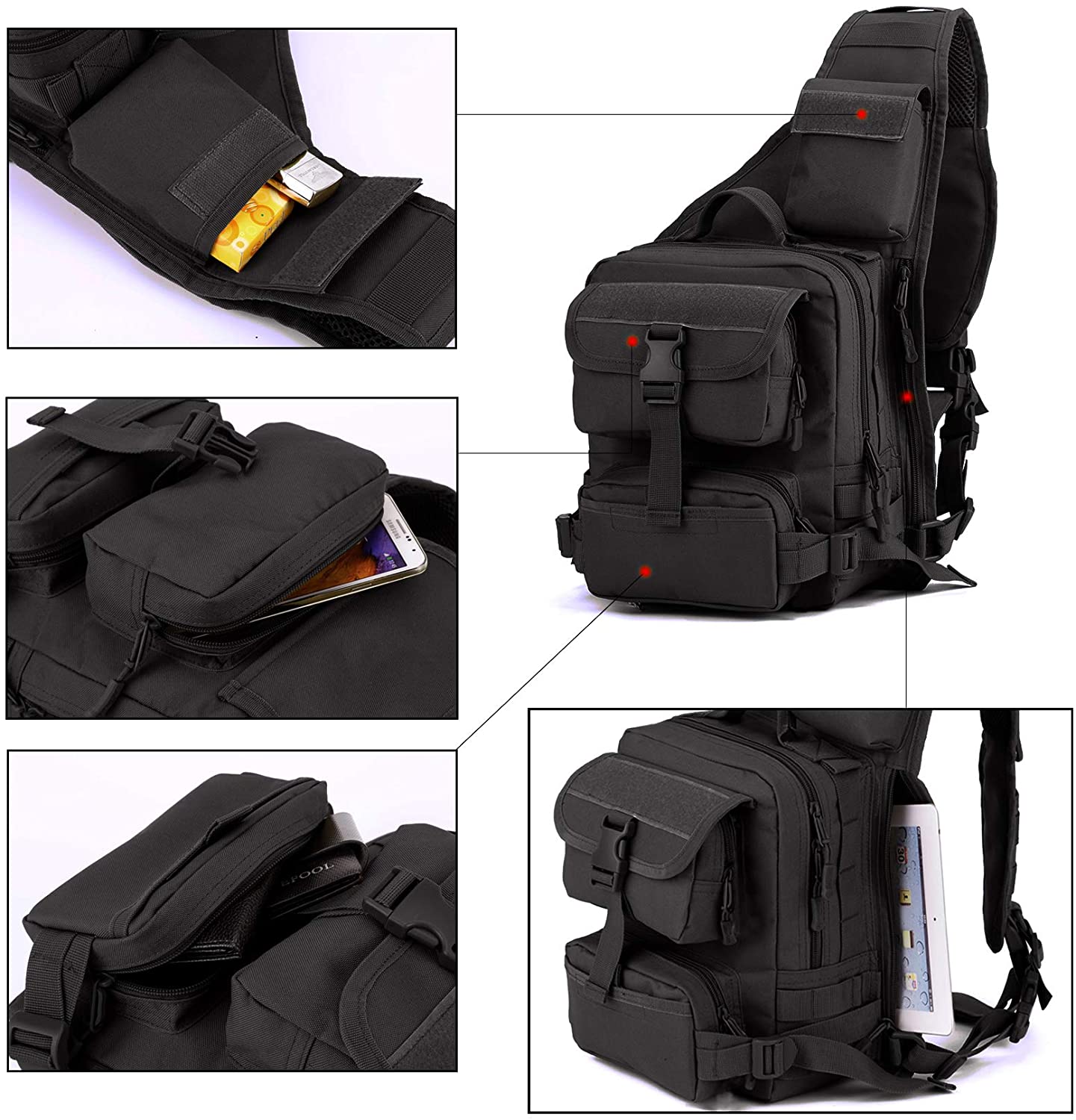 DCCN Military Sling Bag Molle System Multifunction Tactical Chest Pack