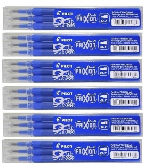 Pilot Frixion Roller Ball Refills erasable pens Pen in Compatible Refill BLS-Fr7 (Pack of 6 Refills - 18) Refills 0.7mm Blue