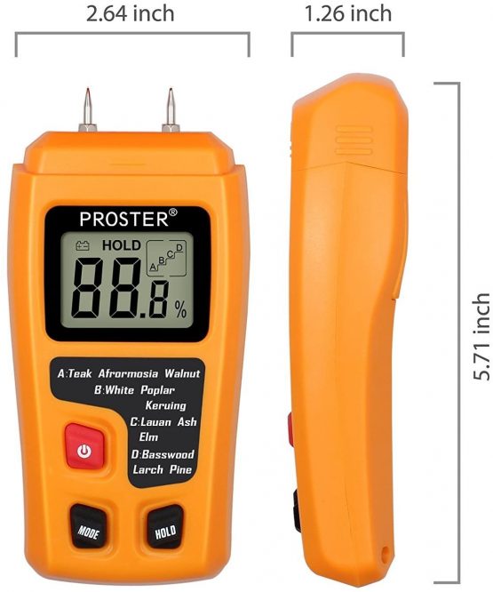 Moisture Meter Damp Meter RZMT-10 MD Digital Wood Moisture Meter Handheld Moisture Tester Detector Humidity Measuring with HD LCD for Wood Firewood Cardboard Paper (Range 0-99.9%) - Image 3