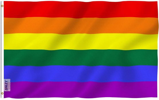 Anley Fly Breeze 3x5 Foot Rainbow Flag 6 Stripes - Vivid Color and UV Fade Resistant - Canvas Header and Double Stitched - Gay Pride Banner Flags Polyester with Brass Grommets 3 X 5 Ft