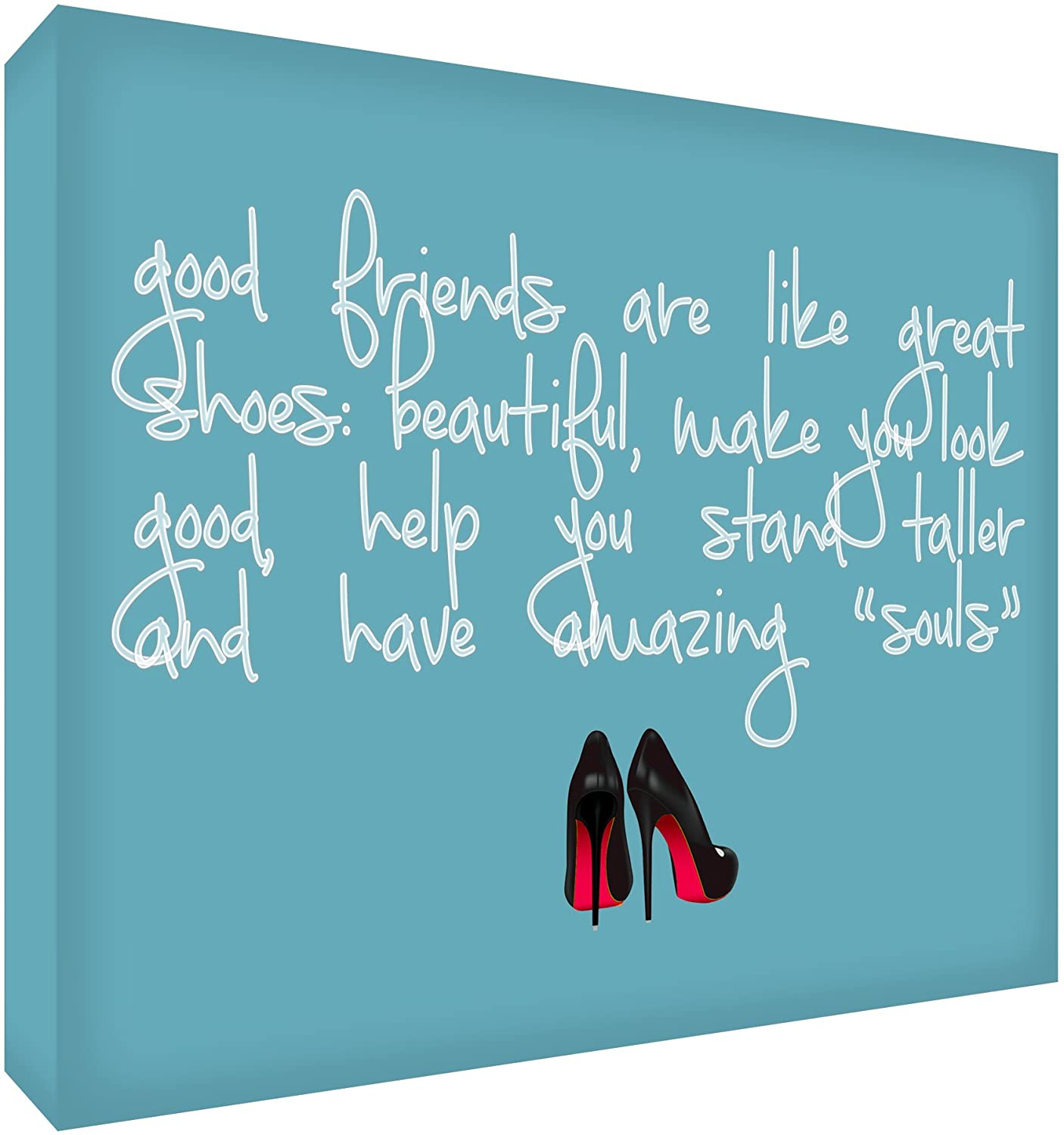 Feel Good Art Diamond Polished Decor Block/Momento Token (21 x 14.8 x 2 cm, Large, Soft Teal, Friends are Like Shoes)