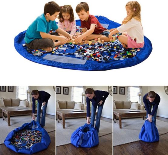 Alankara Kids Toy Storage Bag Play Mat – Large Toy Storage Bag Organiser & Play Mat for Kids. Portable with Draw String to Open and Close Easily. Durable and Easy to Clean.150cm (60Inch). (Blue) - Image 2