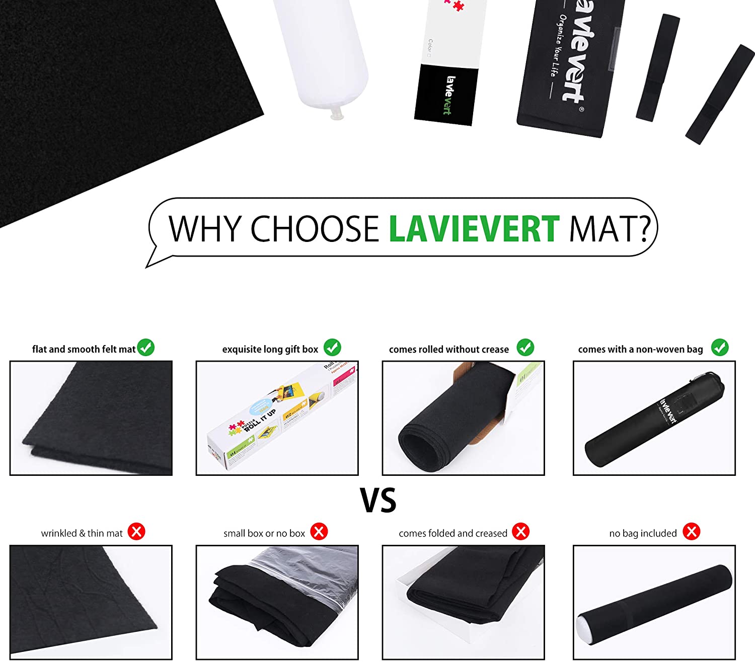 Lavievert Jigsaw Puzzle Roll Mat Puzzle Store Mat Felt Mat, Long Box Package, Jigroll Up To 1,500 Pieces - Image 2