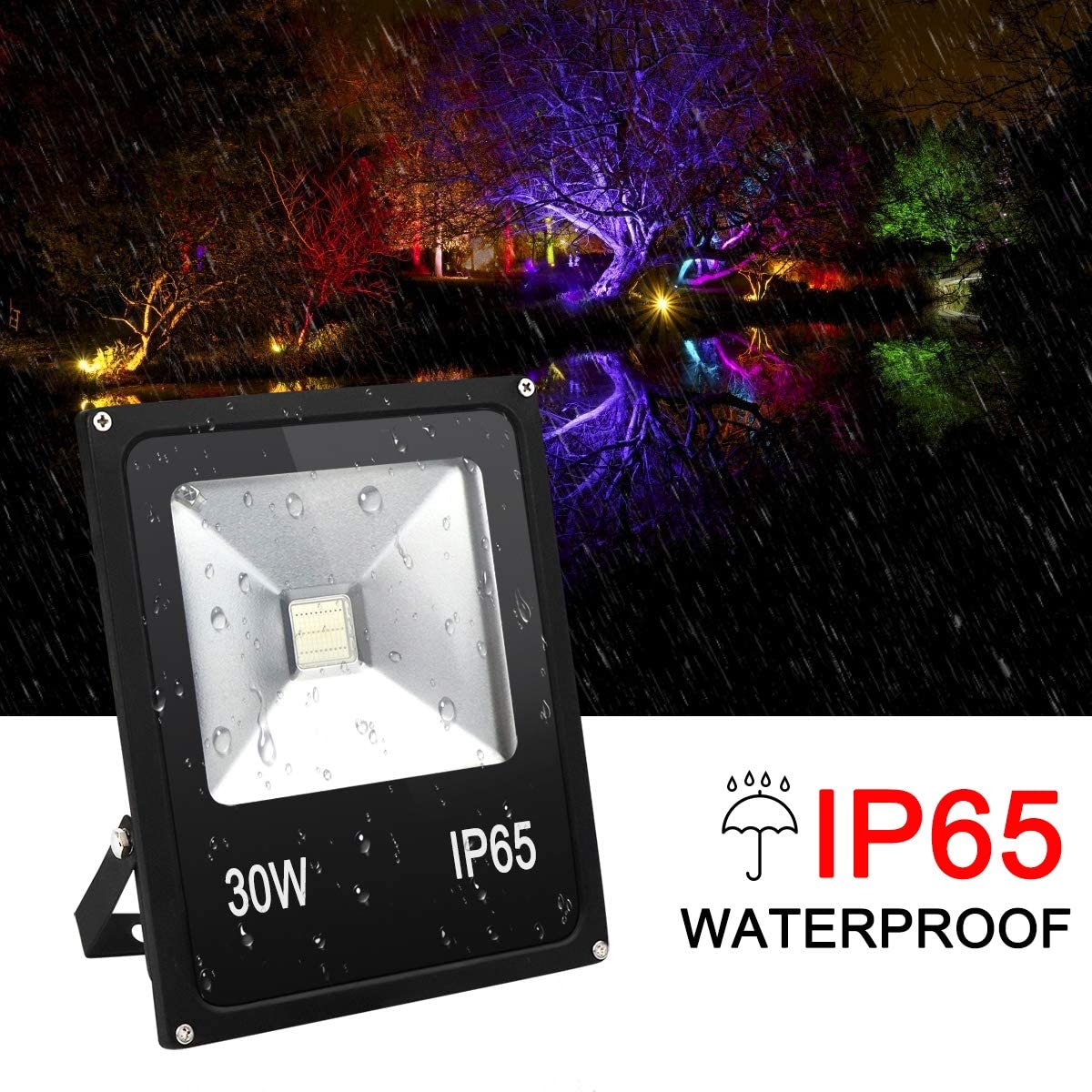COOLWEST 30W LED RGB Floodlight Outdoor, Colour Changing Flood Lights