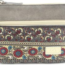POPUCT Women's Retro Canvas Zipper Coin Purse Phone Pouch Cosmetic Bag (Grey)