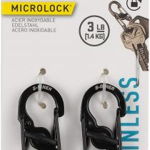 Nite Ize S-Biner Micro Lock Mini Stainless Steel Carabiner, Black, Pack of 2