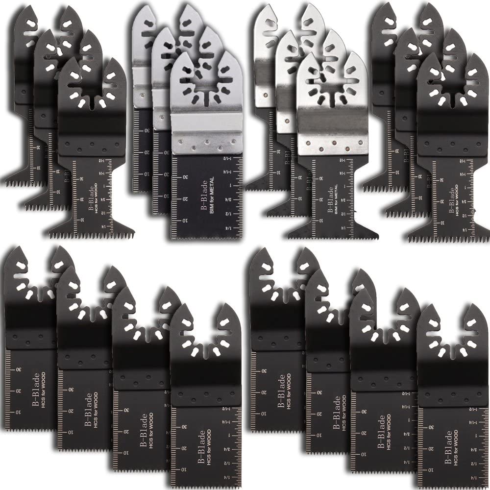 20 Pcs Mix Oscillating Saw Blades, Professional Wood/Metal Universal Multitool Quick Release Saw Blades Fit Fein Multimaster