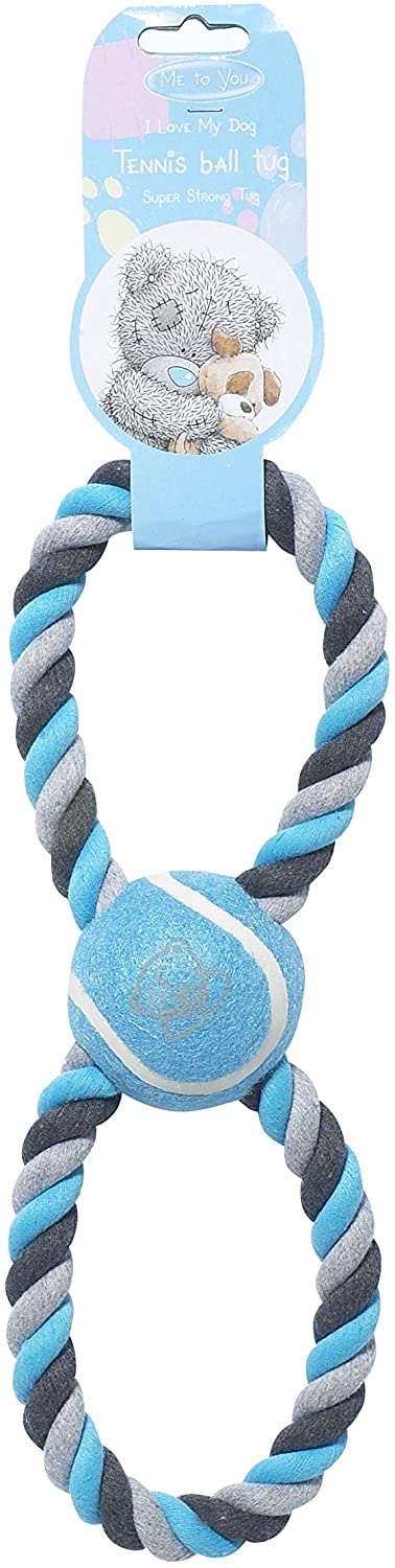 Pet Brands Me to You Dog Tennis Ball Tug Toy, Light Blue