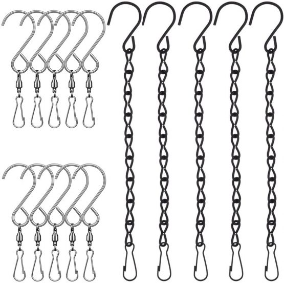 SENHAI 10 Pcs Swivel Hooks Clips for Wind Spinners Wind Chimes, 5 Pcs Hanging Chains for Bird Feeders Billboard Chalkboard Planter (9.5 inch), S Hook for Crystal Twisters Party Supply