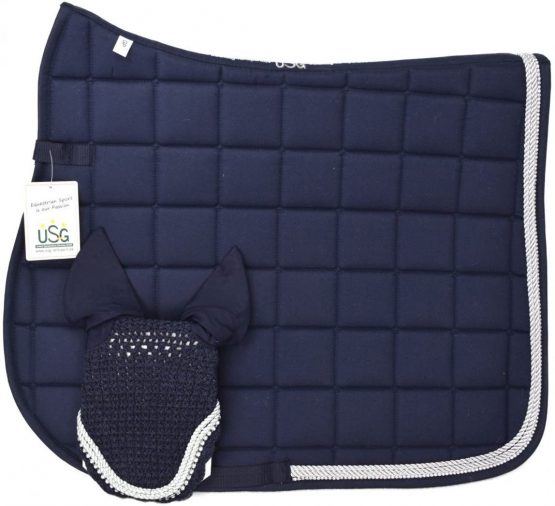 USG Baroness Cotton Saddle Cloth with Glitter Dressage Warm Blood Navy