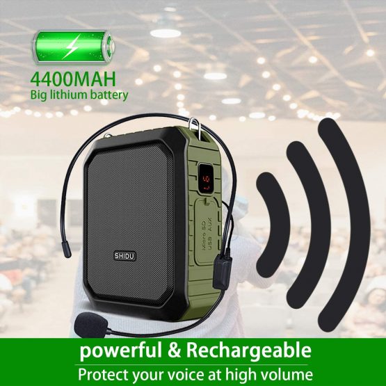 SHIDU Wireless Voice Amplifier Bluetooth Speaker 18W Waterproof Portable PA System with UHF Wireless Mic Headset Rechargeable Voice Enhancer Personal Microphone for Classroom Outdoors Tour Guide - Image 3