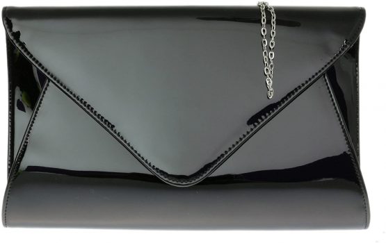 Girly HandBags Designer Patent Faux Leather Plain Envelope Evening Clutch Bag Ladies