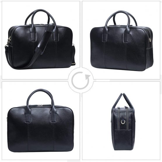 Leathario Men Briefcase Bag Genuine Leather Handbag 14" Laptop Bag Messenger Shoulder Business Luxurious Vintage Crossbody Bag Retro Leisure Fashion for Men Office Travel Weekend - Image 4