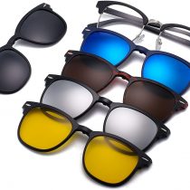 Magnetic 5 Pcs Polarized Clip-on Sunglasses Plastic Frame for Night Driving