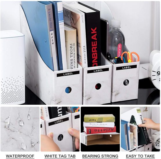 HINATAA File Magazine Holder,5 PCS Kraft Paper Magazine Rack Files Folder,Storage Organiser Sorter Storage Shelf Excellent for School Dormitory,Office,Home Files Storage (Marble) - Image 3