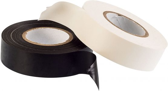 Gocableties Black & White PVC Electrical Insulation Tape, 20m x 19mm, Premium Twin Pack, 2 Rolls of Tape