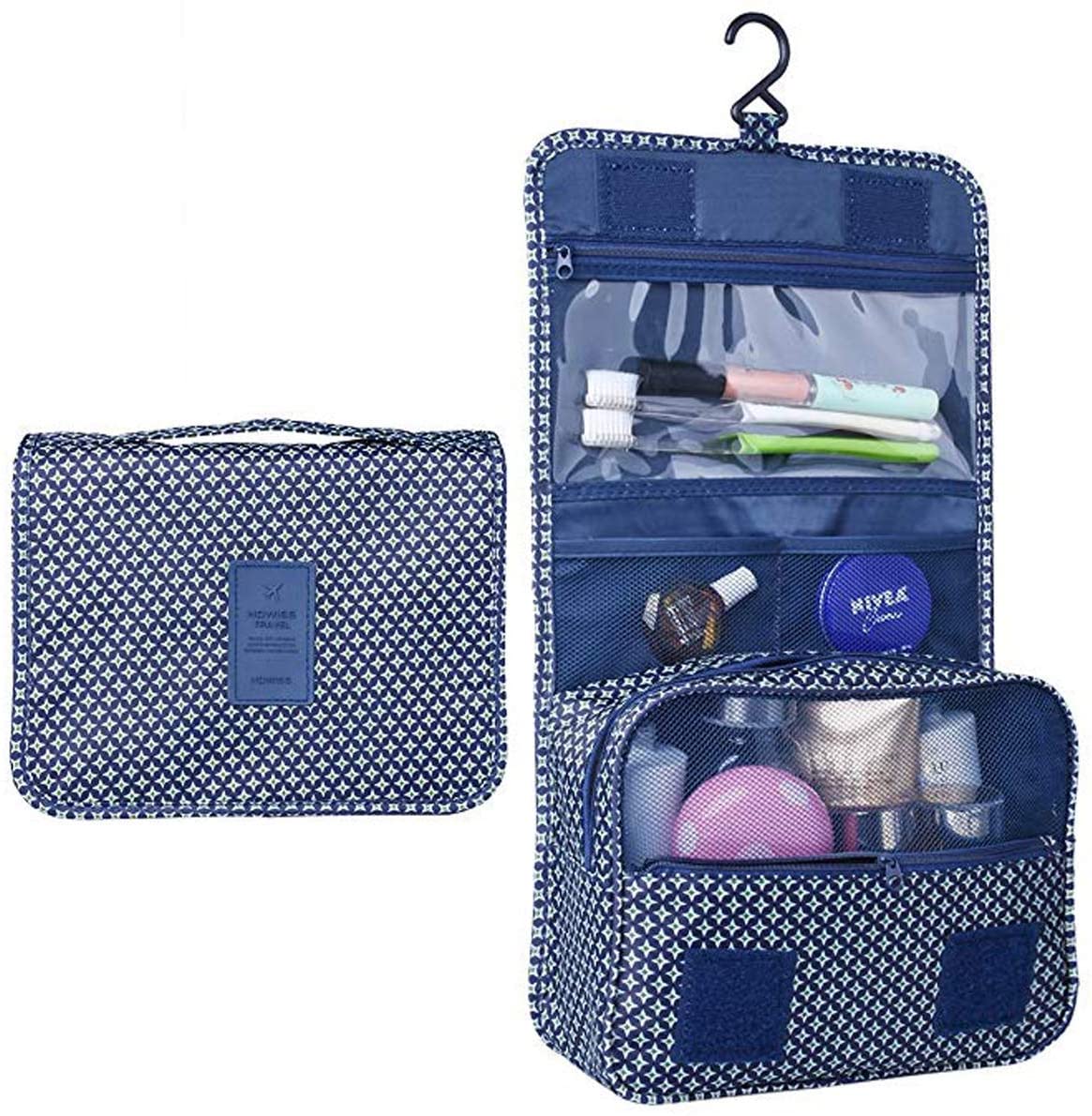 BryTravel Foldable Toiletry Bag with Hooks, Upgraded Cosmetic Bag for Travel Large Capacity, Waterproof Cosmetic Bag - Image 2