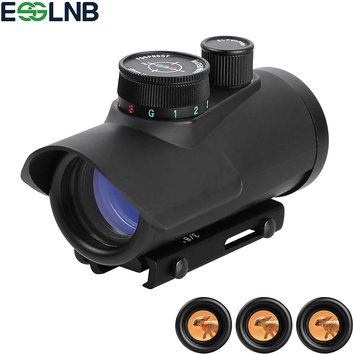 ESSLNB Red Dot Sight Scope Red Green Blue 3 Brightness Settings Rifle Scope with 11mm/20mm Picatinny Rail Mount and Protector Covers for Hunting