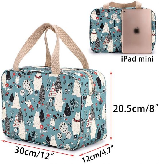 IGNPION Woman Large Travel Toiletry Bag Waterproof Wash Bag Make up Organizer Bag Cosmetic Bag Swimming Gym Bag (Forest Bear) - Image 2