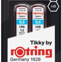 rOtring Lead Refills Hi-Polymer for Fine Mechanical Pencils 0.50mm HB - 2x 12 Leads, grey