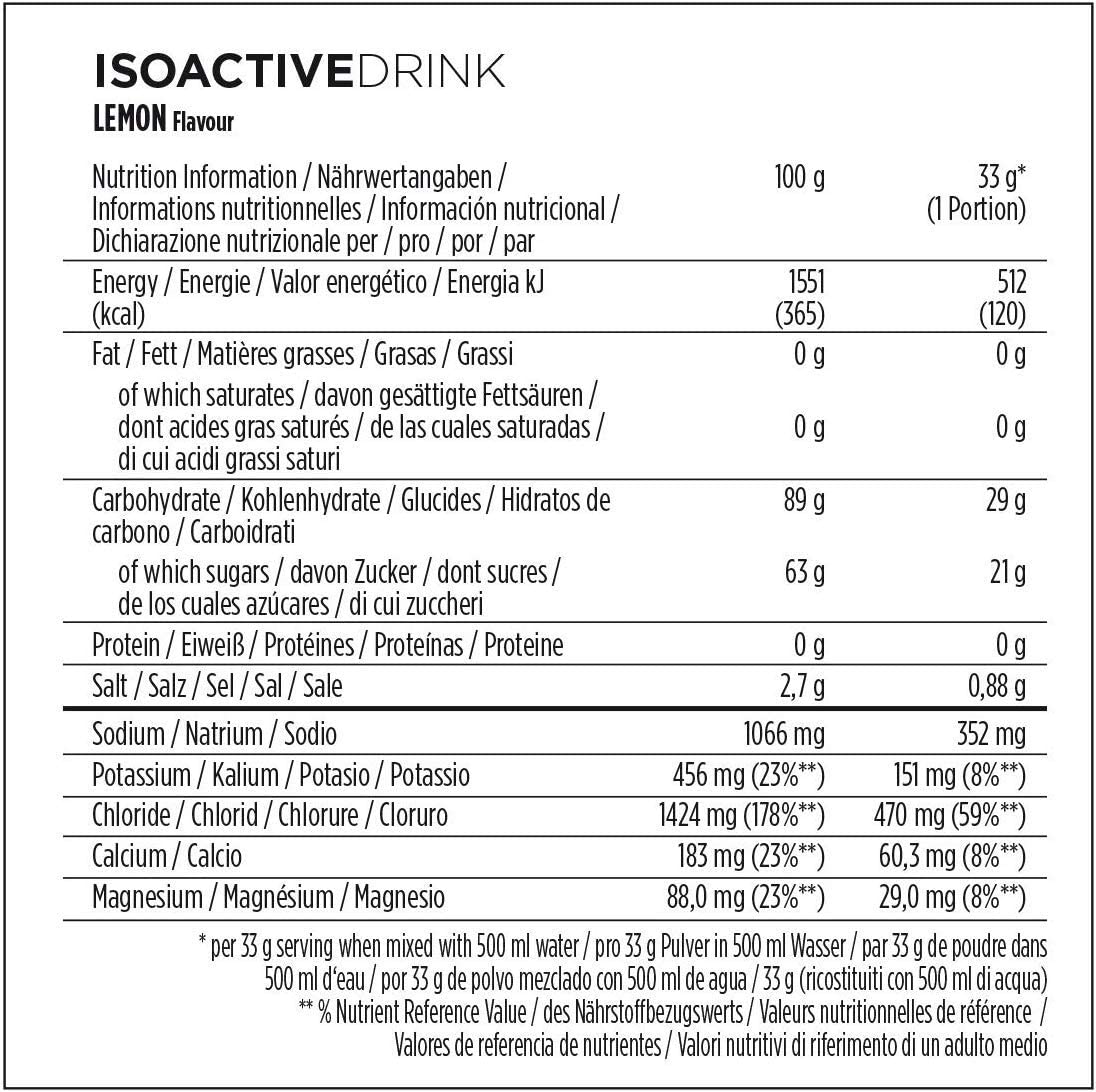 Powerbar - Isoactive - Lemon - 600g - Isotonic sports drink - 5 electrolytes, Yellow, 18 Servings - Image 3