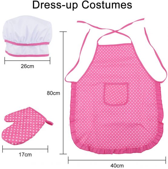 niCWhite Kids Chef Play Set, Kids Cooking Playset,Chef Dress Up Outfit Set with Kids Apron,Chef Hat and Other Accessories,11pcs Children Pretend Role-play Cooking Toy for Age 3+ - Image 2