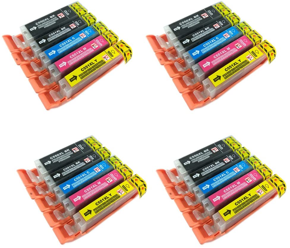 PerfectPrint Compatible Ink Cartridge Replacement for Canon Pixma iP7200 iP7250 iP8750 iX6850 MG5450 MG5550 MG5650 MG6350 MG6450 MG6600 MG6650 MG7150 MG7550 MX725 MX925 550/551 XL (BK/C/M/Y
