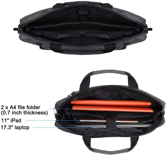 Bertasche Laptop Bag 17-17.3 Inch Men's Shoulder Bag for College, Work, Business Briefcase - Image 3