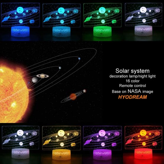 HYODREAM Galactic System 3D Optical Illusion Lamp Universe Space Galaxy Night Light for Kids Boys and Girls as Perfect Gifts on Birthdays or Holidays - Image 2
