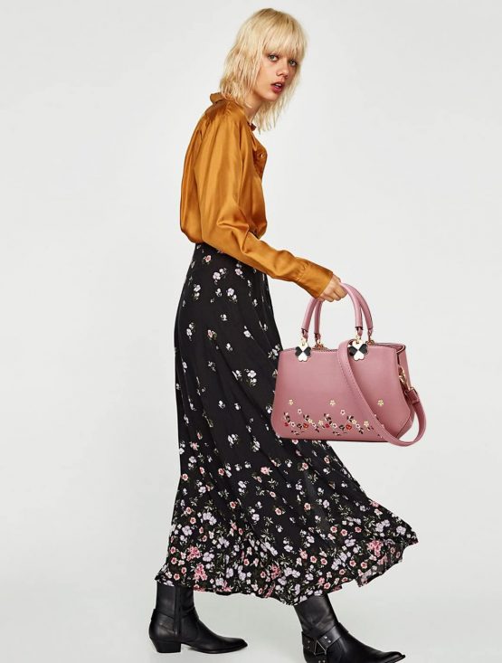 NICOLE&DORIS Women Flowers Top Handle Handbags Shoulder Bag Crossbody Bag Tote Ladies Satchel PU Leather - Image 2