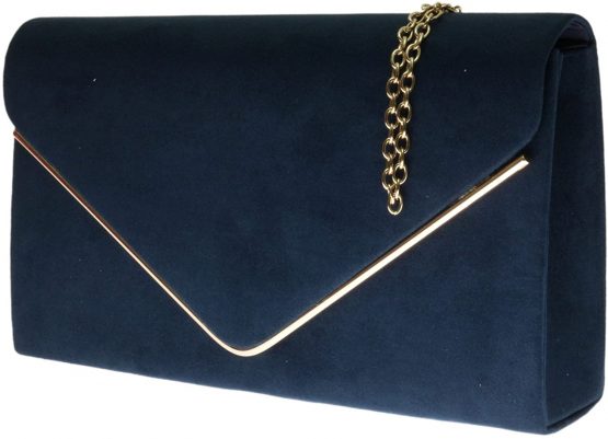 Girly Handbags Faux Suede Clutch Bag Envelope Metallic Frame Women Handbag - Image 2