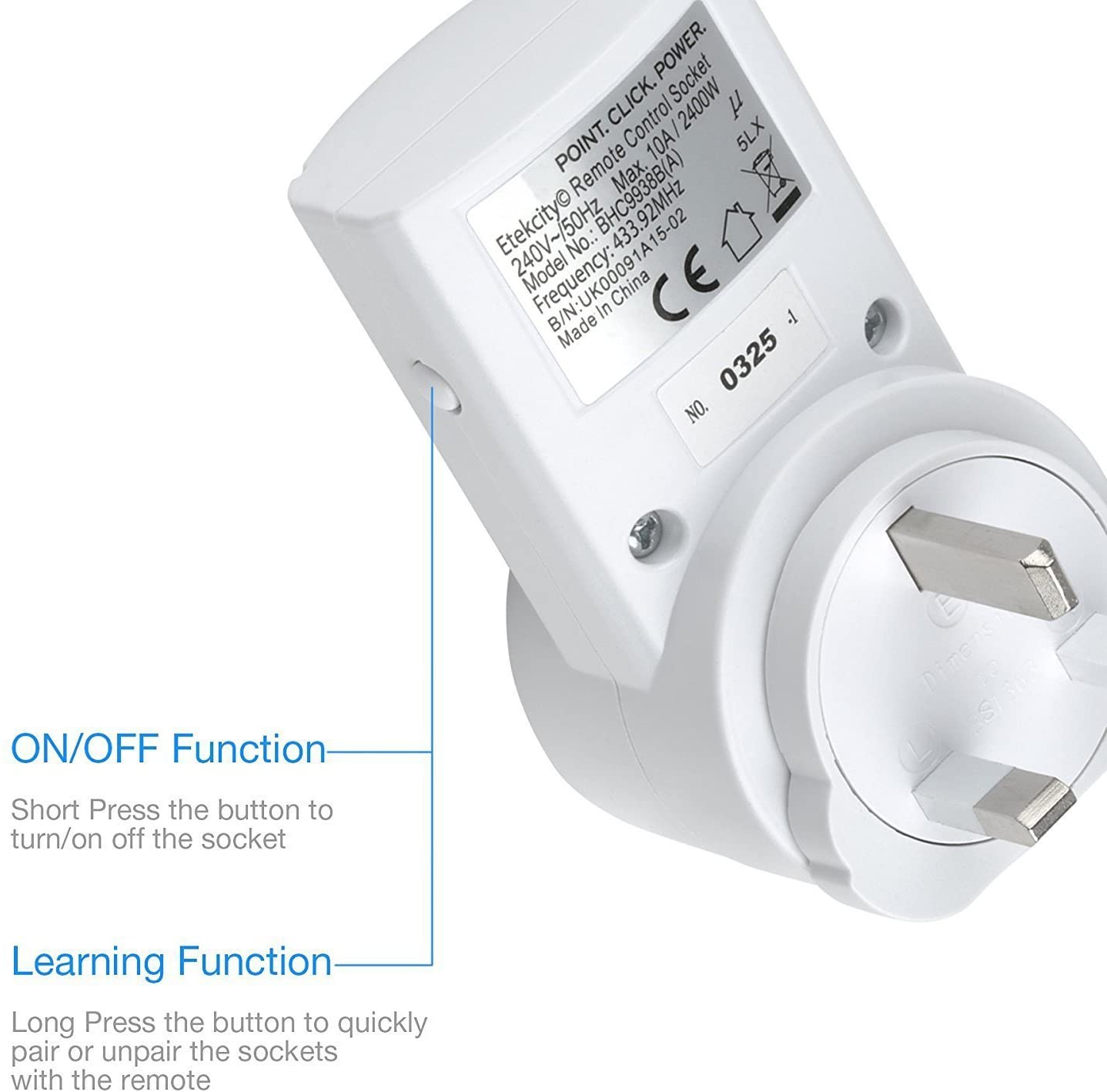 Etekcity Wireless Remote Control Sockets Programmable Electrical Outlet
