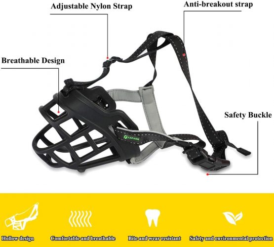ILEPARK Dog Muzzle, Soft Silicone Basket Muzzle for Dogs, Breathable Mouth Cover and Adjustable Straps, Anti-Biting, Barking and Chewing. (Size 3,Black) - Image 3