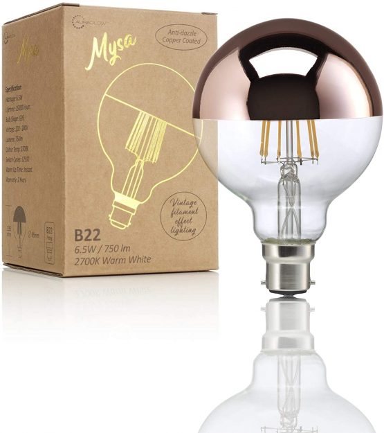 Auraglow Mysa LED Light Bulb - Decorative Vintage Filament Effect with Copper Coating Anti-Dazzle Cap - B22 - Image 2