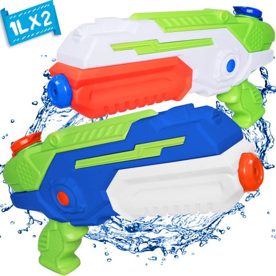 Kids Toys for 3 4 5 6+ Year Olds, 2 Pack Water Guns with 1L Large Capacity, Super Water Pistols with 10M Long Shoot Range for Kids Boys Girls Adults, Squirt Guns for Pool Garden Beach Water Fighting