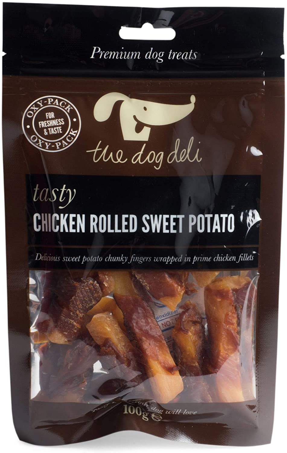 Dog Deli by Petface Chicken Rolled Sweet Potato Treat 100 g (Pack of 5, total of 500 g), Rolled Chicken Sweet Potato, 100 g (Pack of 5)