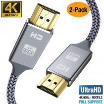 4K HDMI Cable 2M（2pack）HDMI Lead-Snowkids Ultra High Speed 18Gbps HDMI 2.0 Cable 4K@60Hz Compatible Apple/Fire TV, 3D Support,Ethernet, Video 4K UHD 2160p, HD 1080p, PC/Blu-ray playe