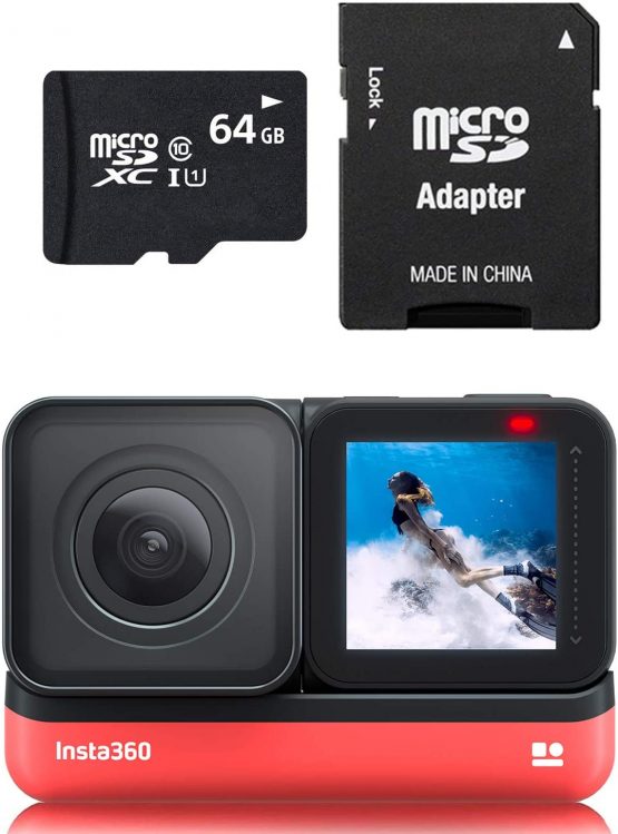 Insta360 ONE R 4K 64GB Edition UK with 4K Wide Angle Lens Mod plus 64GB Memory Card