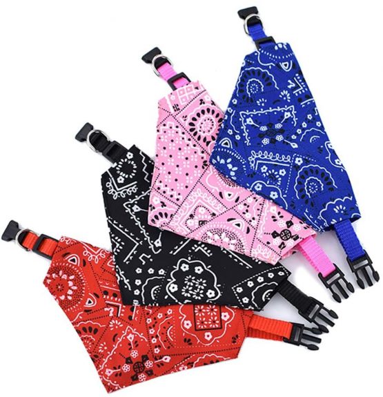 Ciujoy Dog Bandana Collar 4 Pcs Pet Boho Neckerchief Strap Neck Scarf Triangle Towels Saliva Towel Fashion Mandala Flroal Pattern Accessories for Small Puppies Cats - S