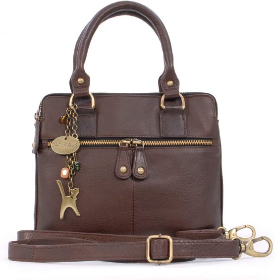 Catwalk Collection Handbags - Vintage Leather Handbag - Shoulder Bag/Cross Body Bag - Includes Shoulder Strap - Fits Kindle Fire - VICKY