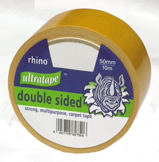 50mmx10m ROLL DOUBLE SIDED ADHESIVE PVC CARPET TAPE NEW