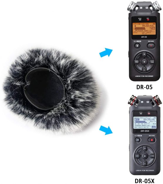 DR05X Windscreen Muff for Tascam DR-05X DR-05 Portable Recorders, DR05X Mic Windshield Windscreen Artificial Fur Wind Screen by YOUSHARES - Image 3